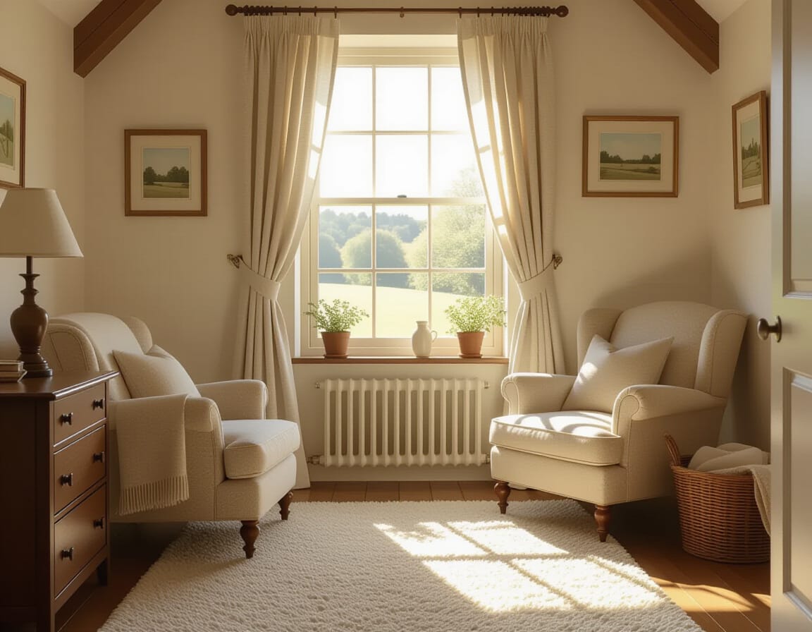Comfortable guest room with natural light